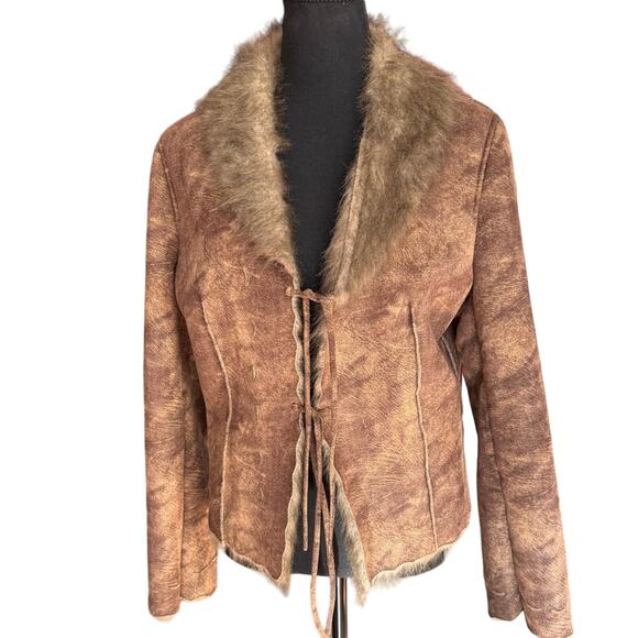 David Benjamin Brown Suede Faux Fur lining and on collar. Size M | NWOT - Picture 3 of 8